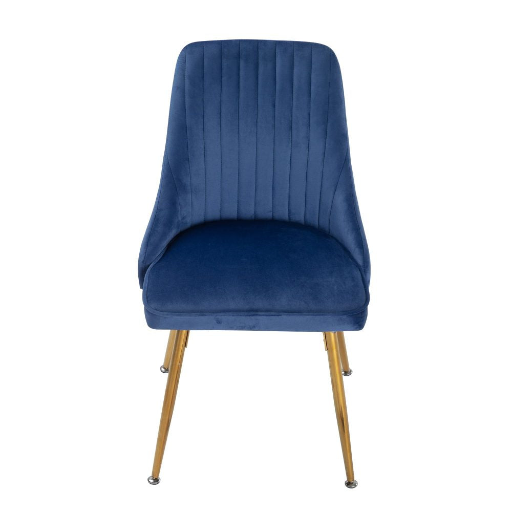 Viva Forever Set of 2 Blue Velvet Dining Chairs ‚Äì Art Deco Design with Gold Metal Legs