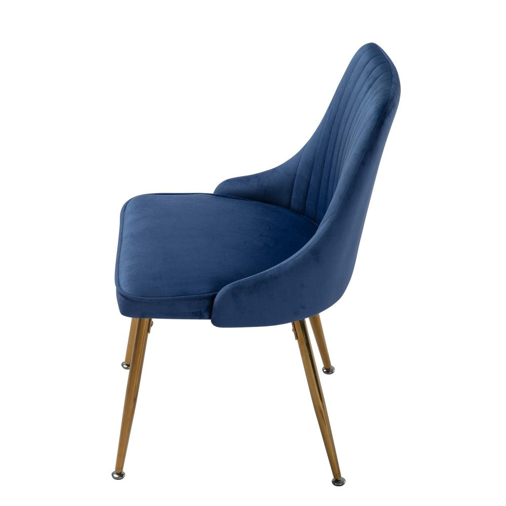 Viva Forever Set of 2 Blue Velvet Dining Chairs ‚Äì Art Deco Design with Gold Metal Legs