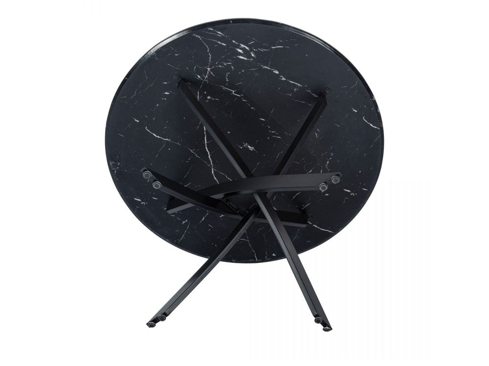 Round Marble-Effect Table-Black