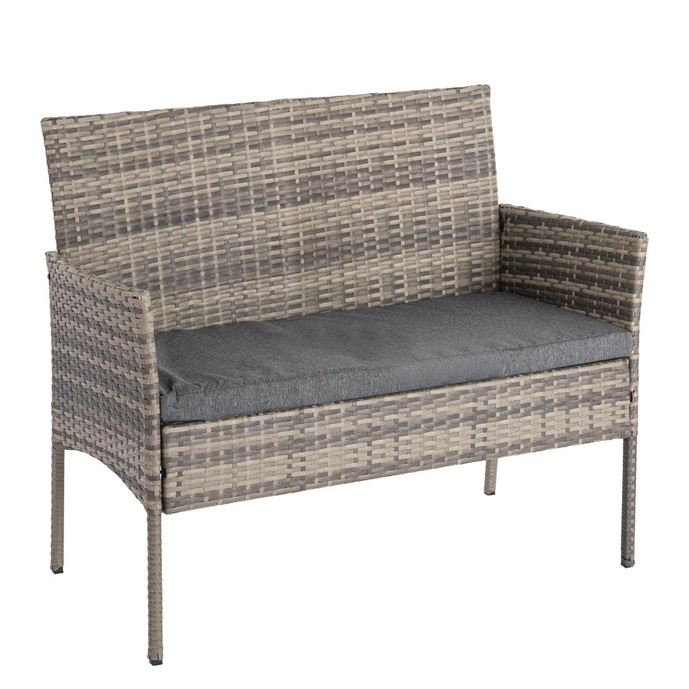 4 Seater Wicker Outdoor Lounge Set - Mixed Grey