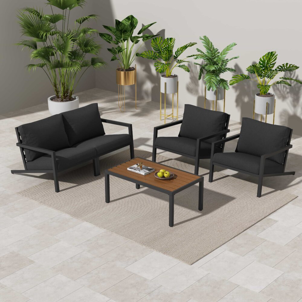 Aidan Garden Furniture Set in Slate Grey ‚Äî 5 pieces