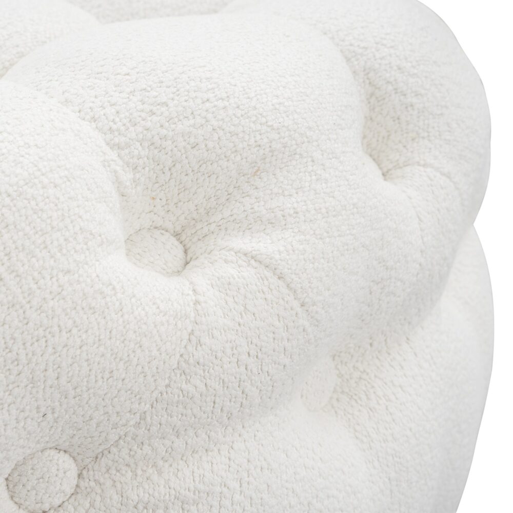 Boucl√© White Ottoman-Round