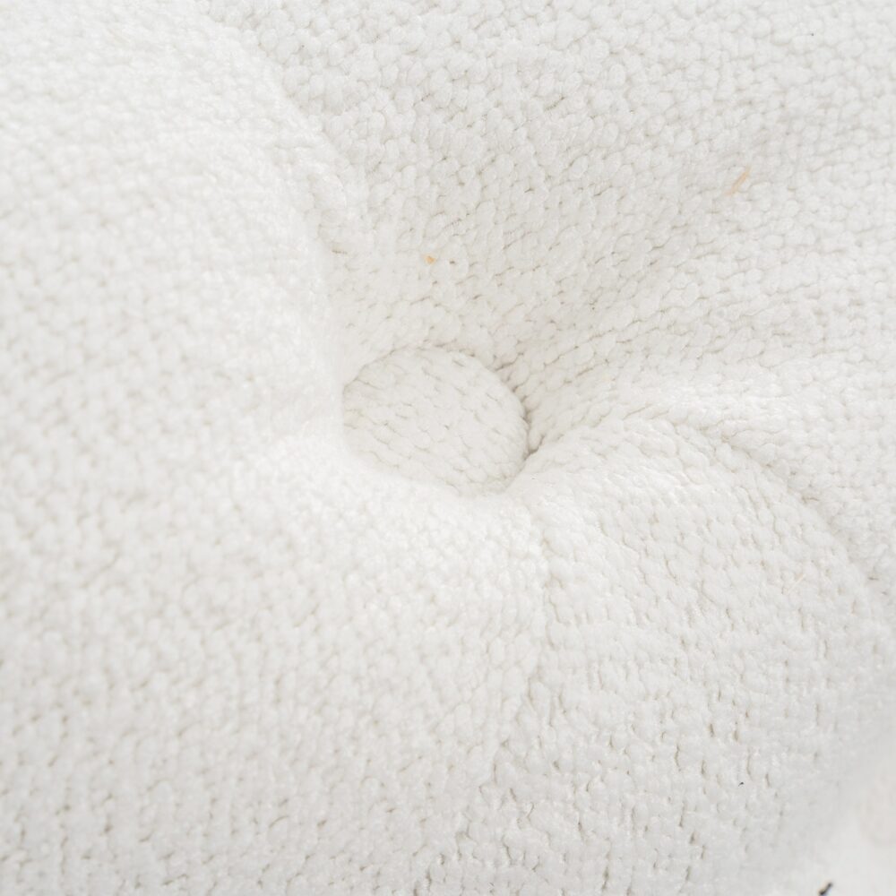 Boucl√© White Ottoman-Round