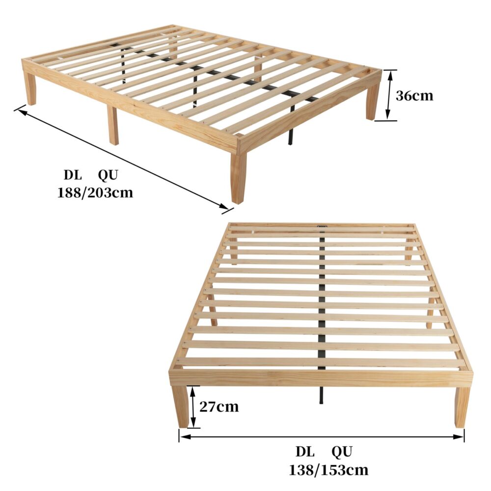 Warm Wooden Natural Bed Base Frame ‚Äì Double