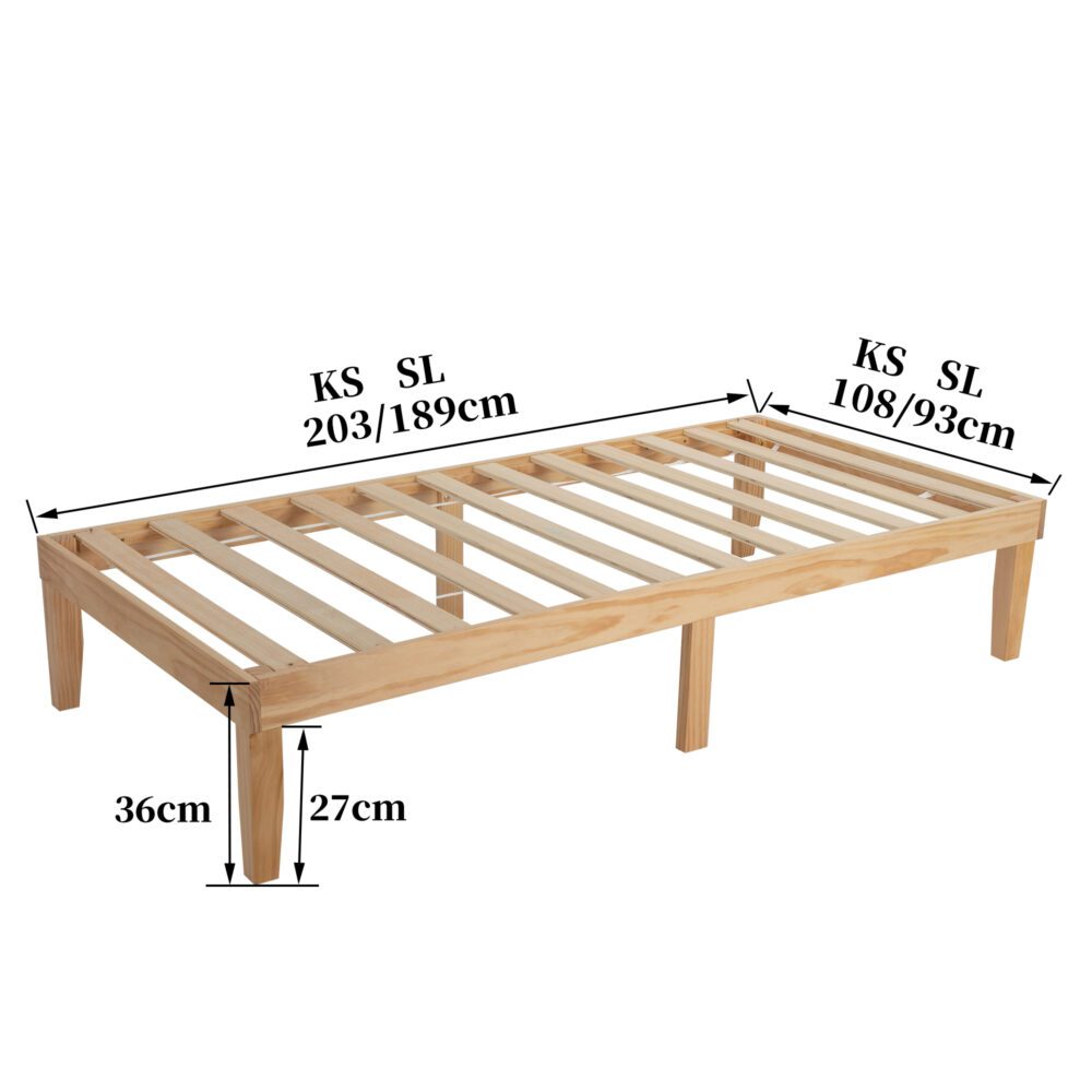 Single Size Warm Wooden Natural Bed Base Frame ‚Äì King Single