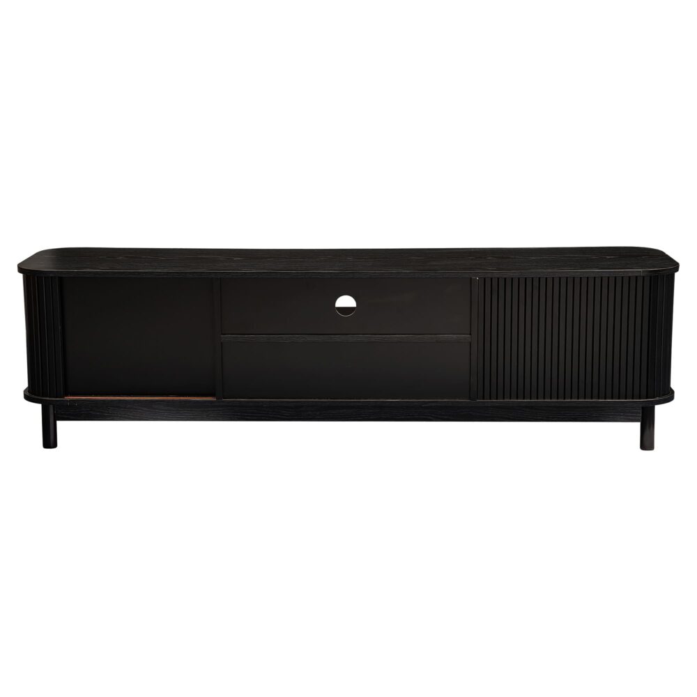 160cm Ribbed Black Entertainment Unit