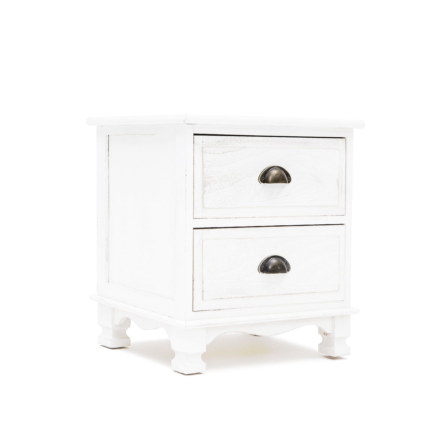 2X Bedside Table 2 Drawer Vintage Side Table Storage Cabinet Bedroom LYDIA WHITE