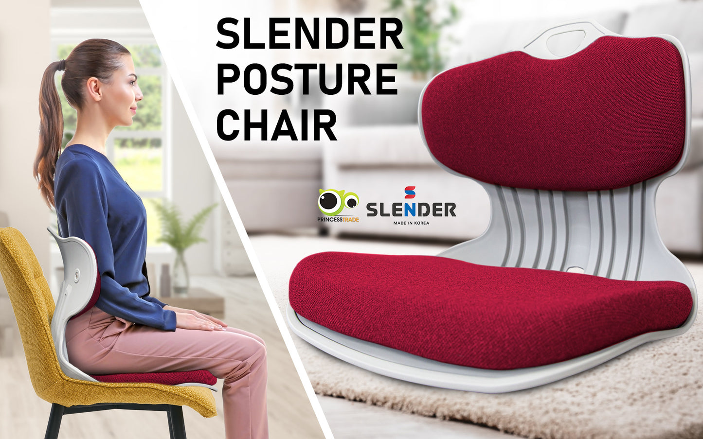 4X Slender Chair Posture Correction Seat Floor Lounge Padded Stackable RED