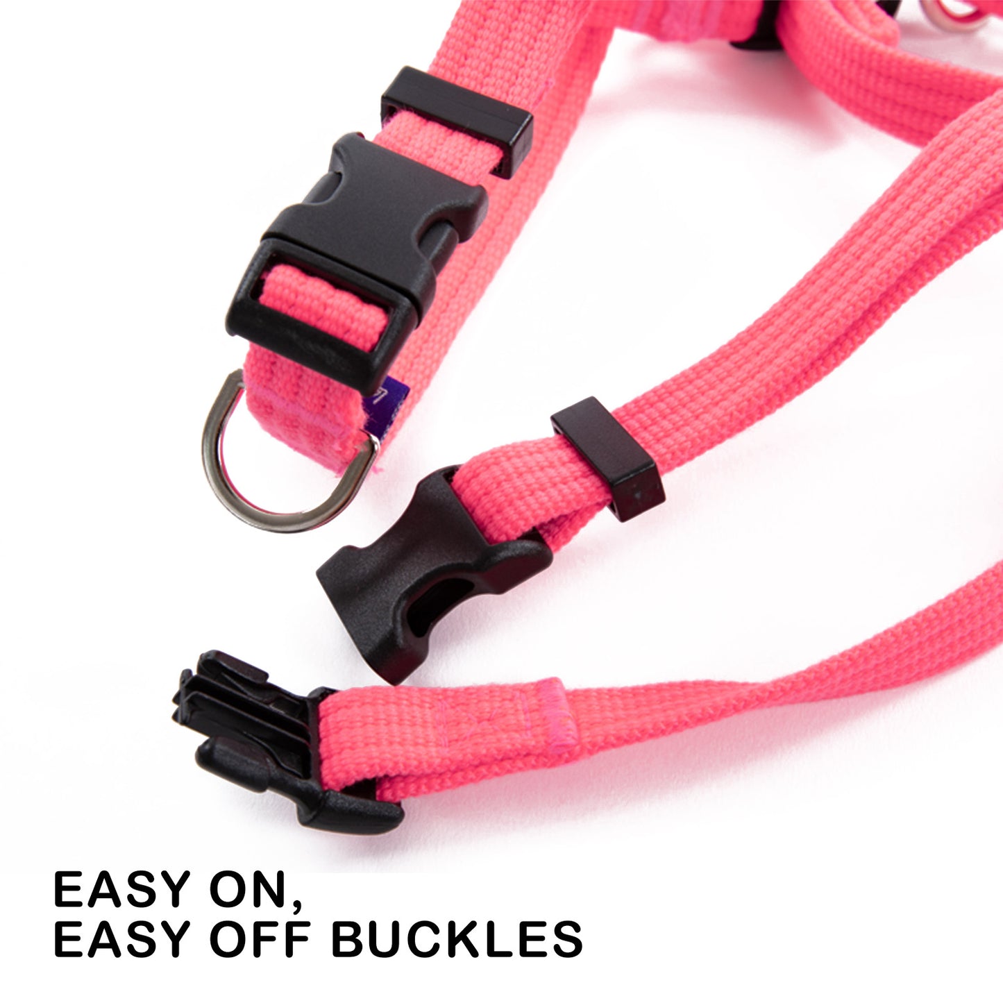 Dog Double-Lined Straps Harness Adjustable M NEON CAROL-PINK