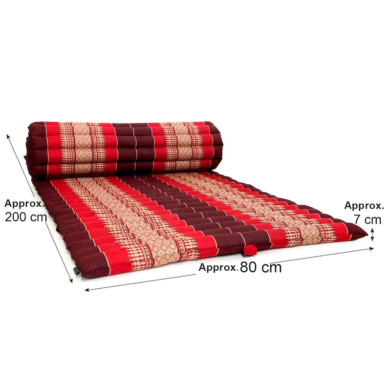 Day bed Roll Out Mattress XL Large Foldout Mat relaxation day bed camping or Yoga Matt Natural Kapok Filled¬†RED