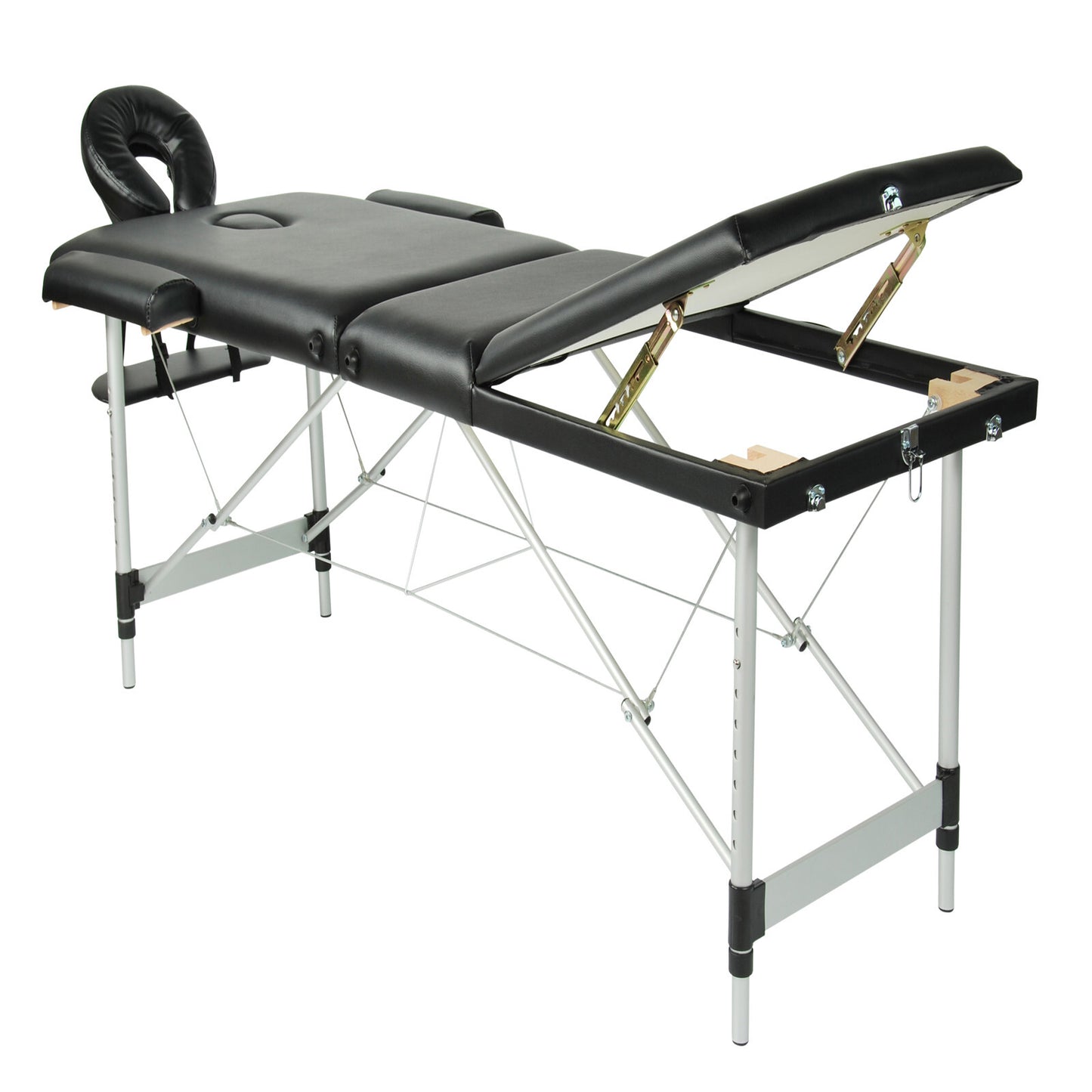 Black 3 Fold Portable Aluminium Massage Table Massage Bed Beauty Therapy