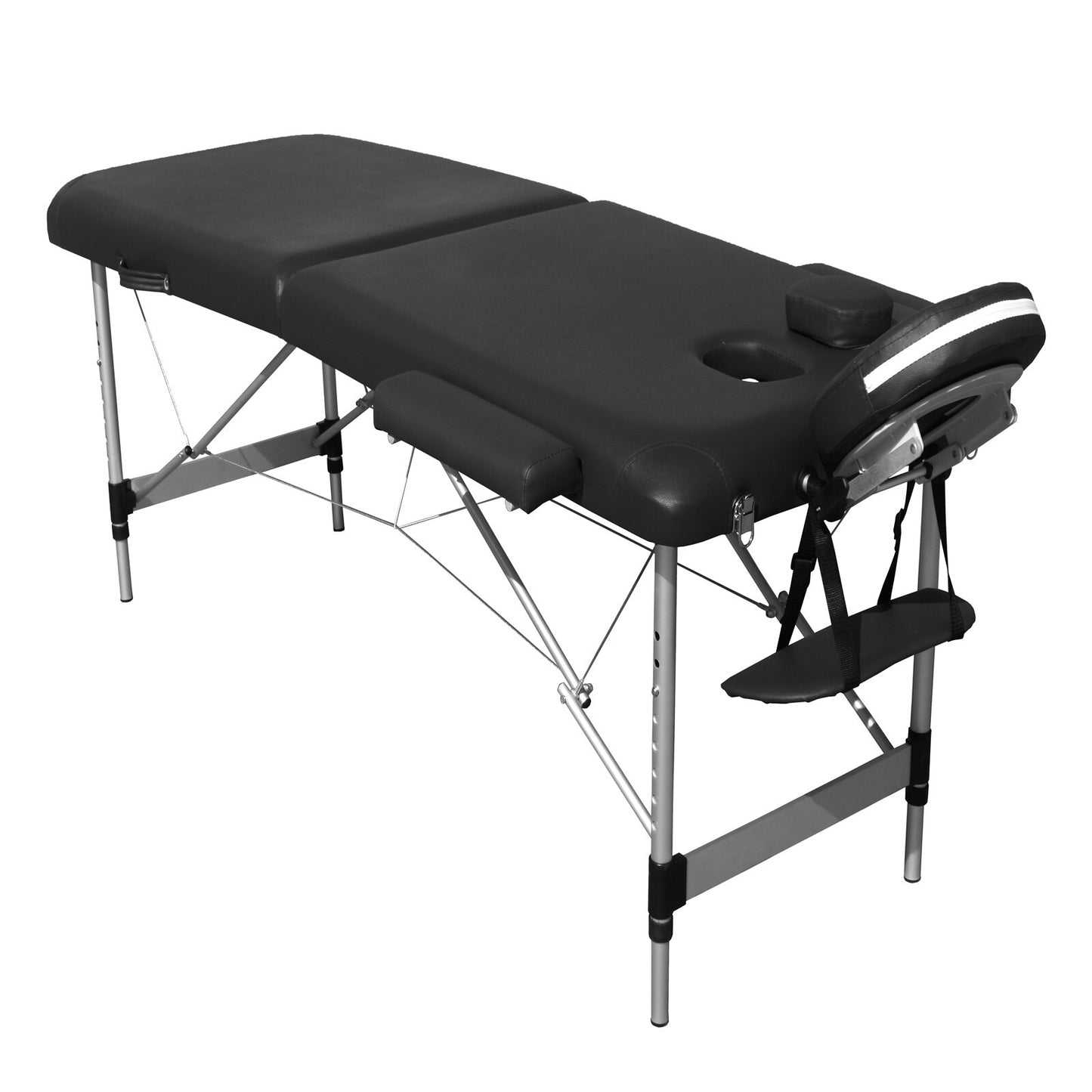 2 Fold Portable Aluminium Massage Table Massage Bed Beauty Therapy Black