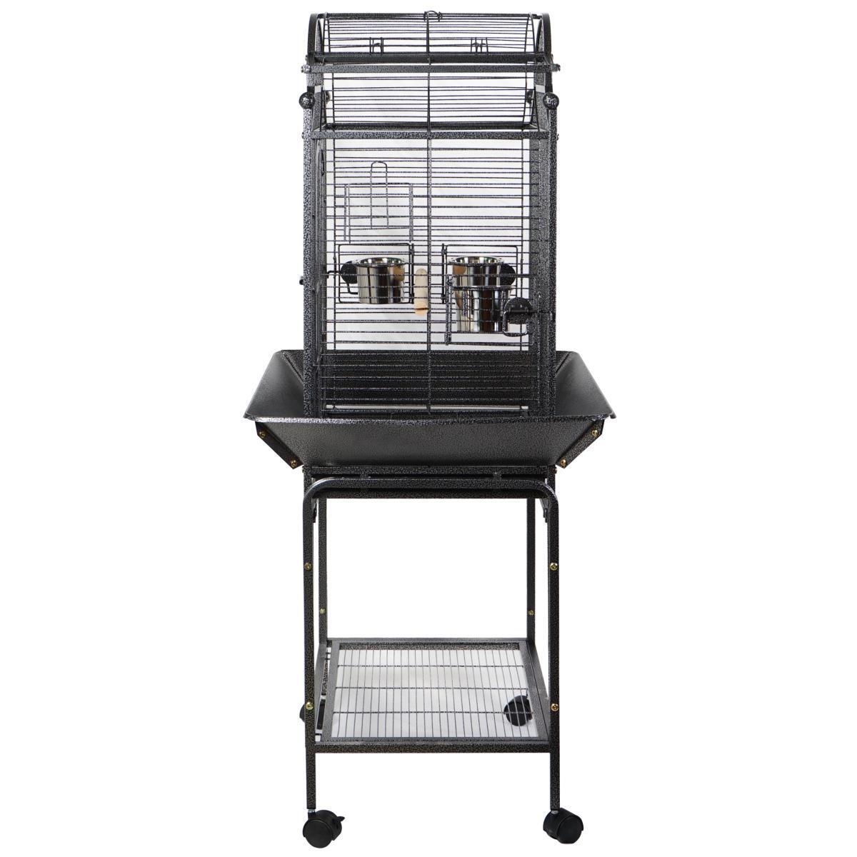 Large Bird Budgie Cage Parrot Aviary Carrier With Stand & Wheel