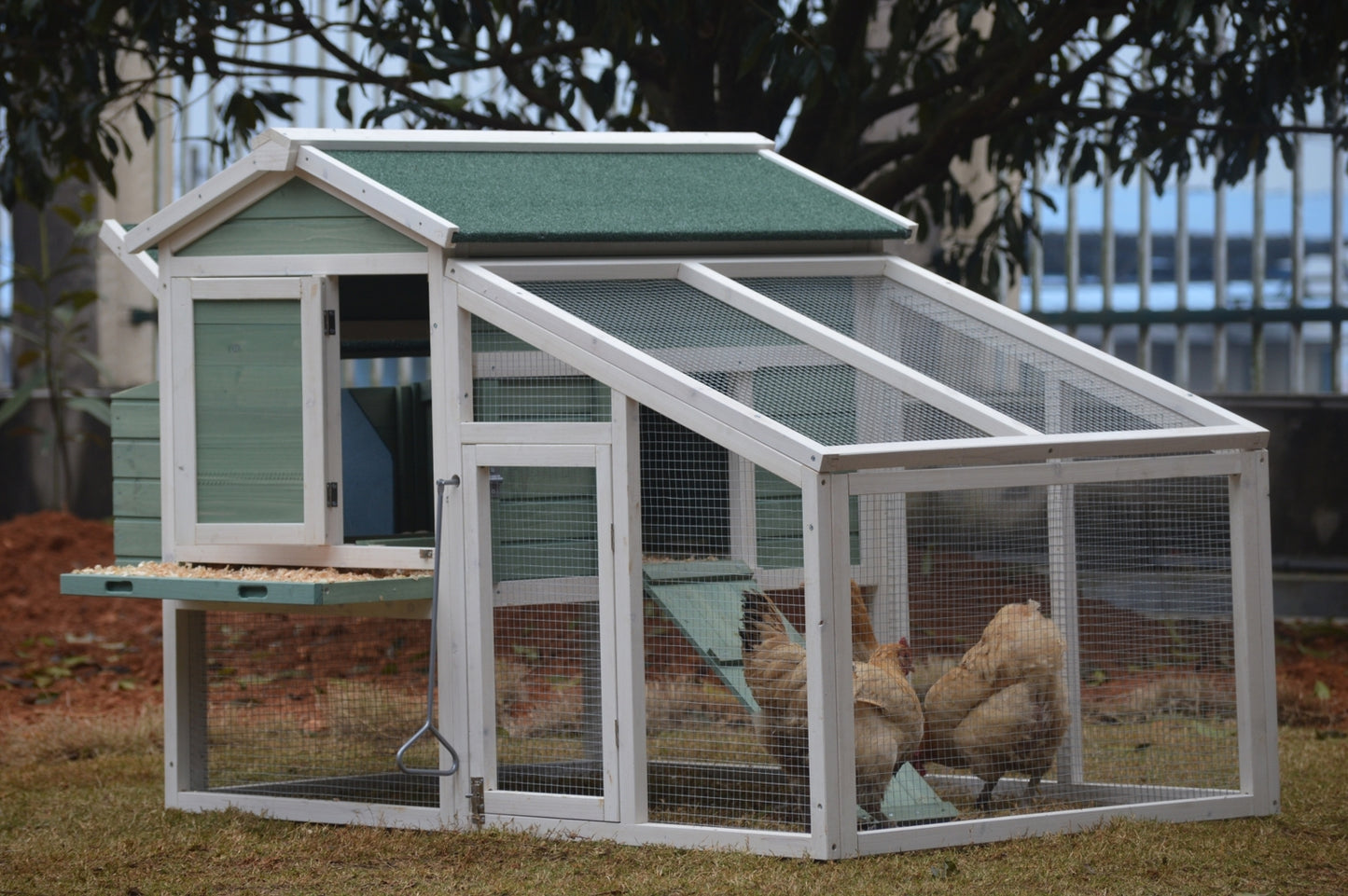 Green Large Chicken Coop Rabbit Hutch Ferret Guinea Pig Cage Hen Chook Cat Kitten House