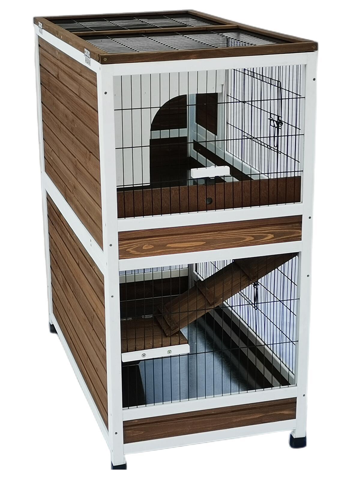 118 cm XL Double Storey Rabbit Hutch Guinea Pig Cat Cage , Ferret cage Cat W Pull Out Tray