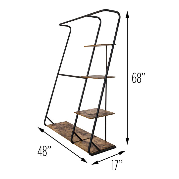 Freestanding Closet with 3 Shelves Organizer Storage Clothes Hanger Rail Garment Shelf Shoe Rack