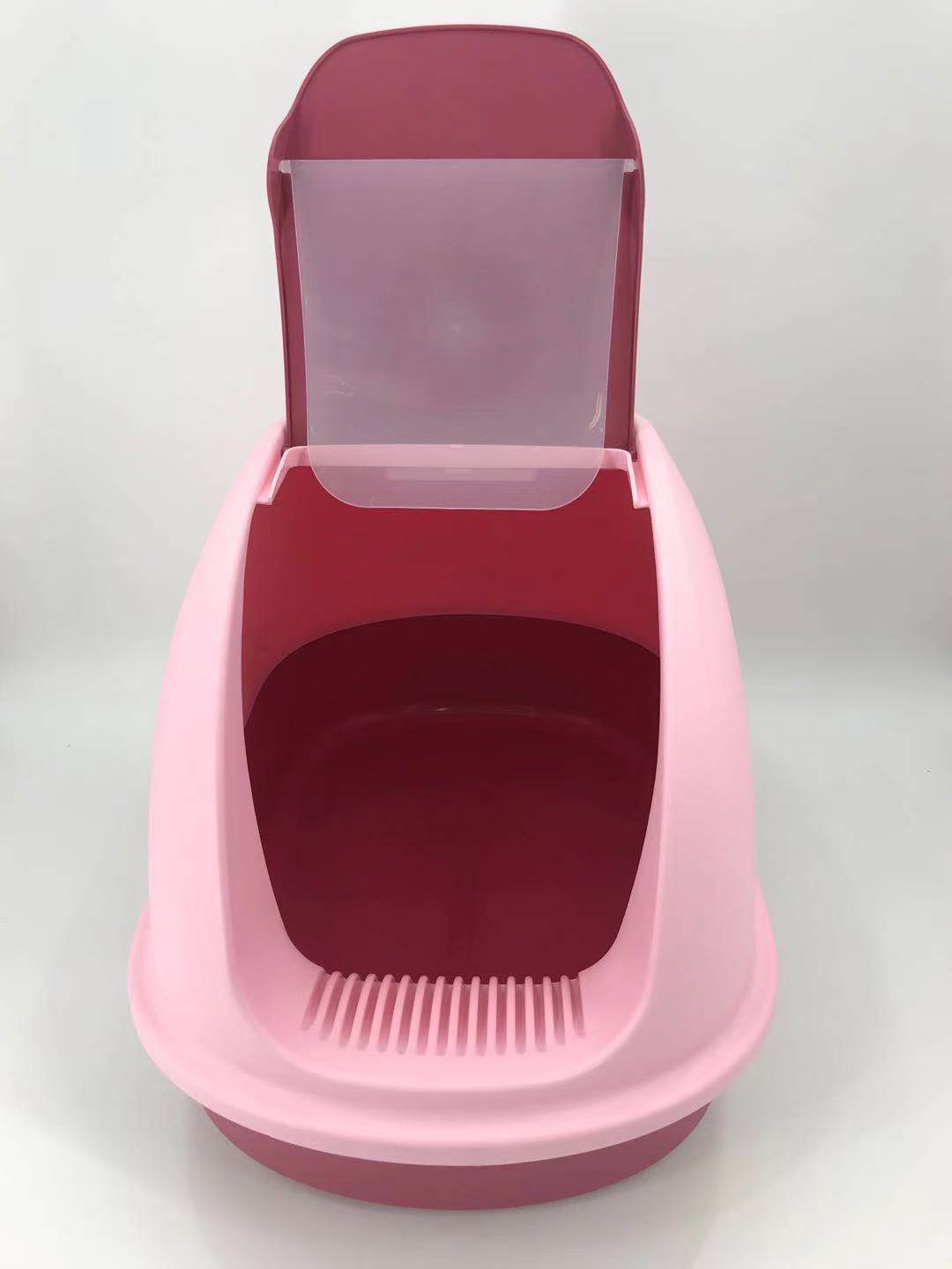 Cat Toilet Litter Box XL Portable Hooded Tray House with Charcoal Filter & Scoop - Pink