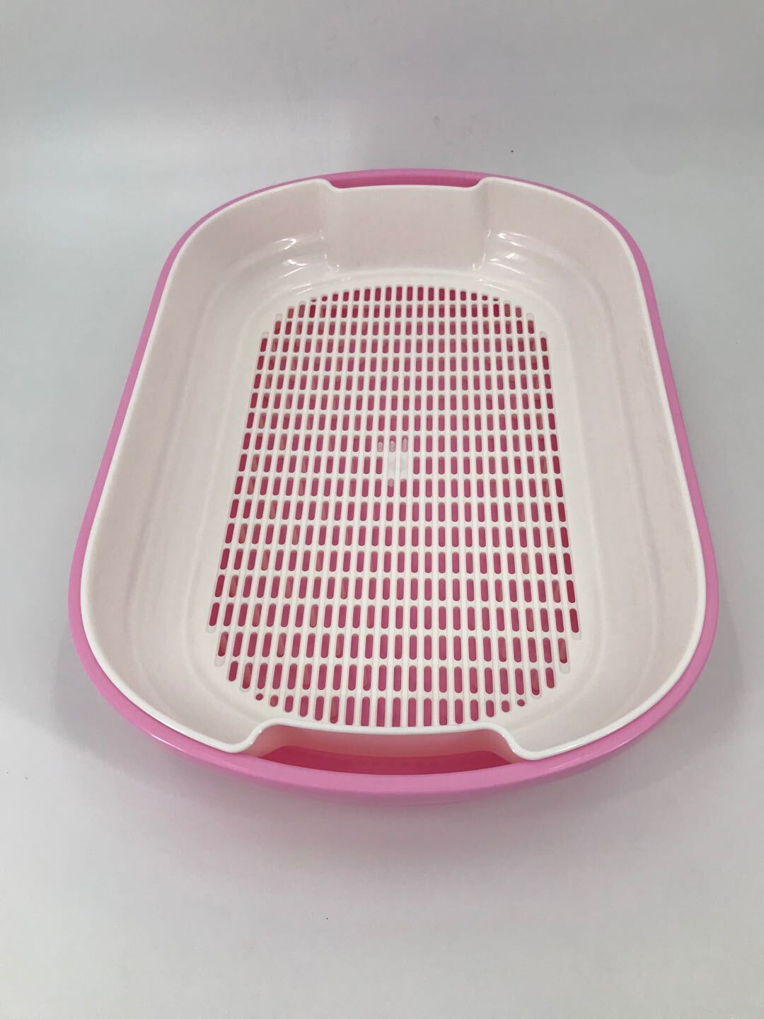 Large Portable Cat Toilet Litter Box Tray with Scoop and Grid Tray Pink