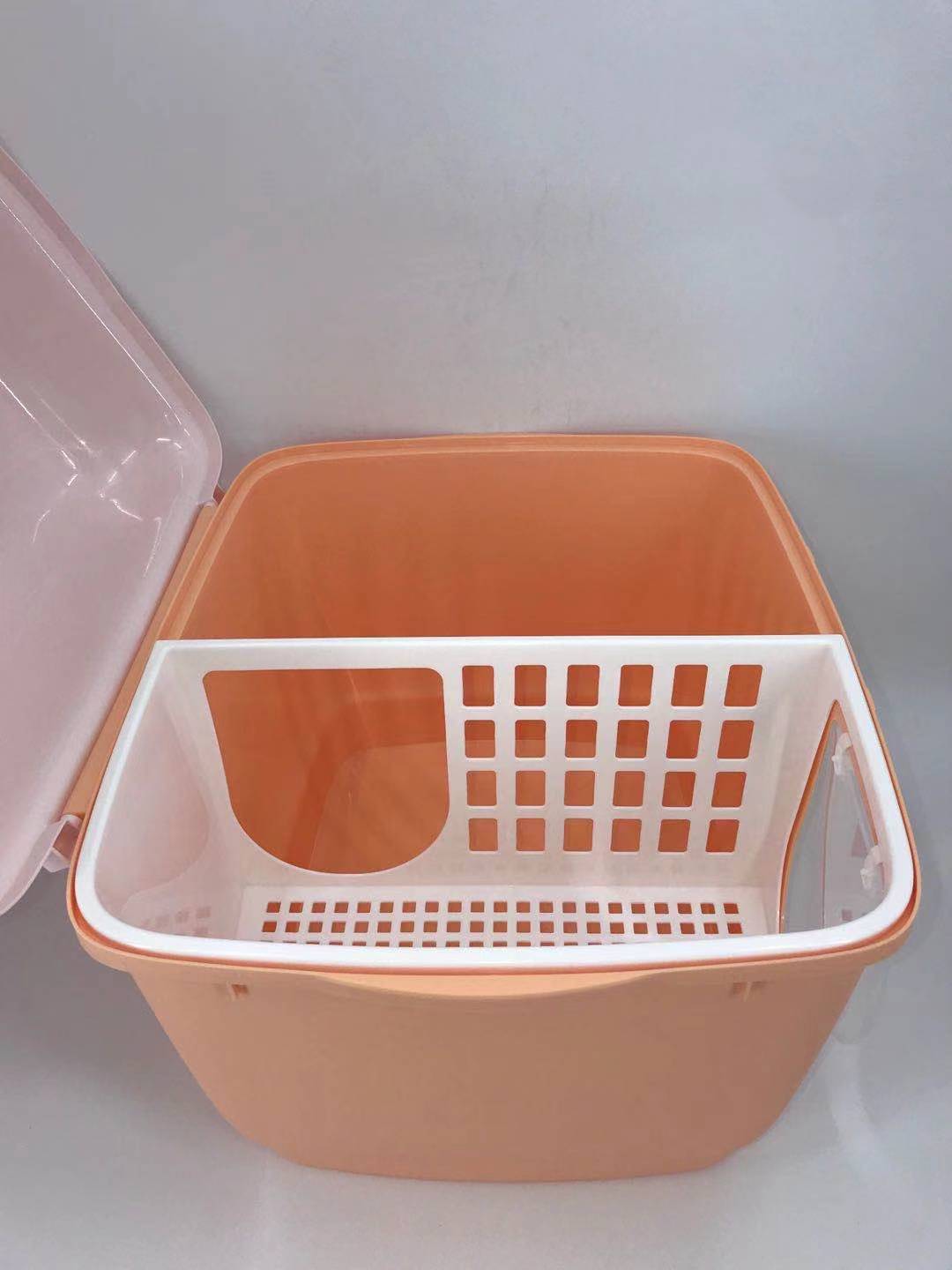 XL Portable Hooded Cat Toilet Litter Box Tray House with Handle and Scoop Brown