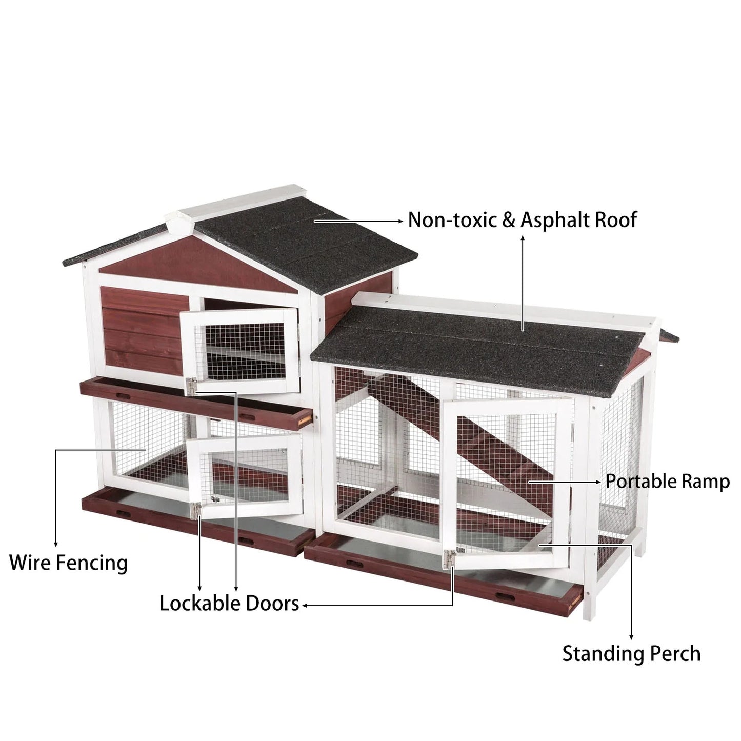 Double Storey Large Rabbit Hutch Guinea Pig Cat Cage , Ferret Cage With Pull Out Tray