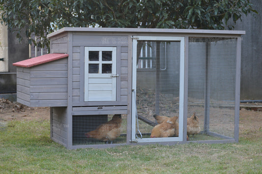 YES4PETS Grey Large Chicken Coop Rabbit Hutch Ferret Cage Hen Chook Cat House