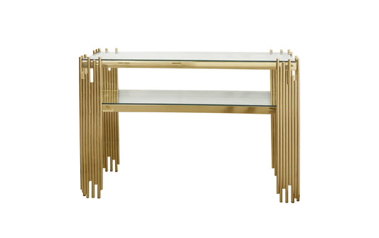 Chelsea Gold Console Table - Clear Glass