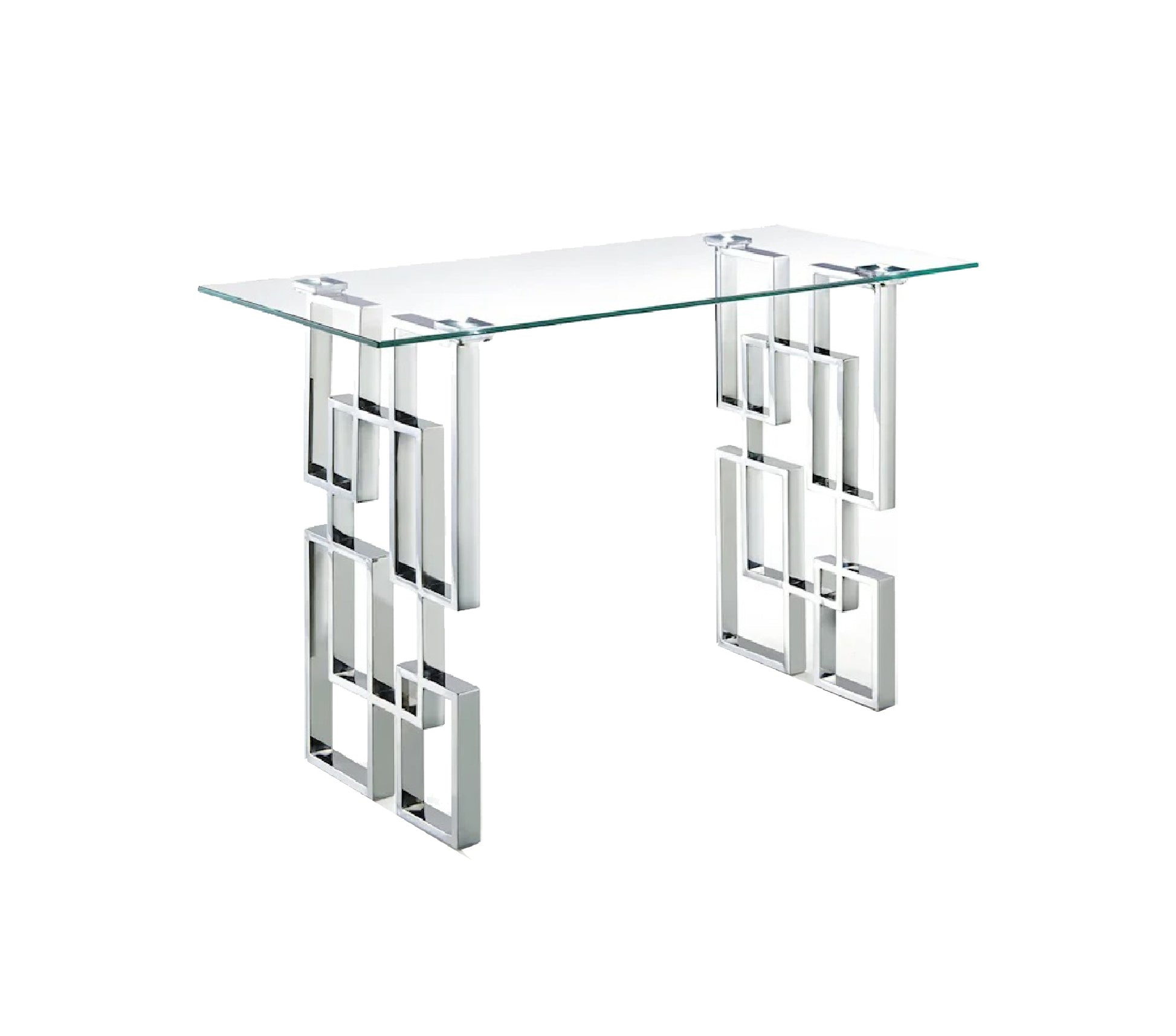 Royale Silver Console Table - White Marble