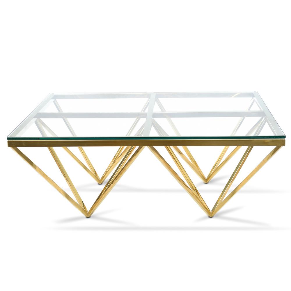 Pyramid Gold Square Coffee table - Black Glass