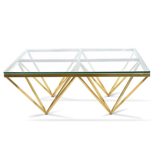 Pyramid Gold Square Coffee table - Black Glass