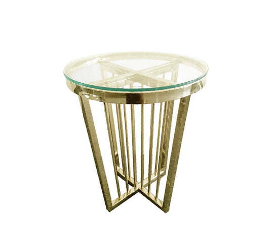 Salina Side Table 45cm Gold Base - Clear Glass