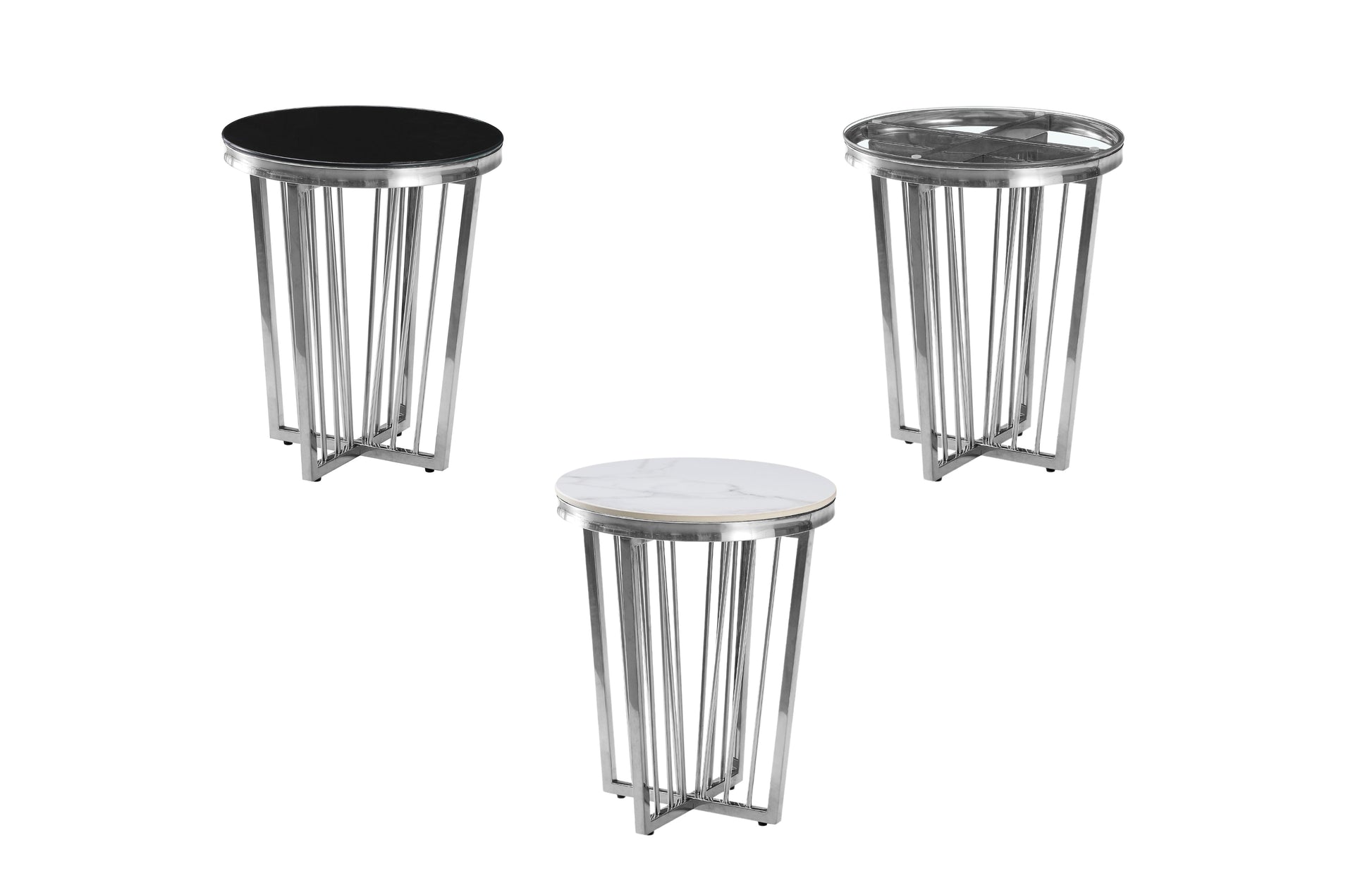 Salina Side Table 45cm Silver Base - Clear Glass