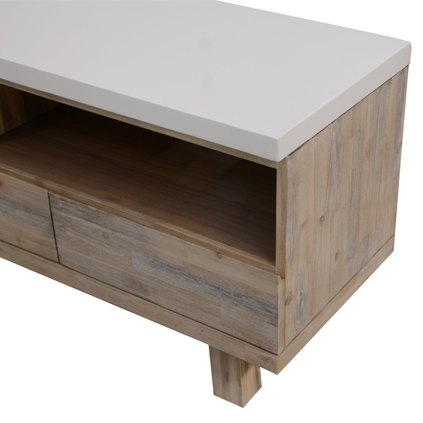 Stony 150cm Entertainment TV Unit with Concrete Top - White