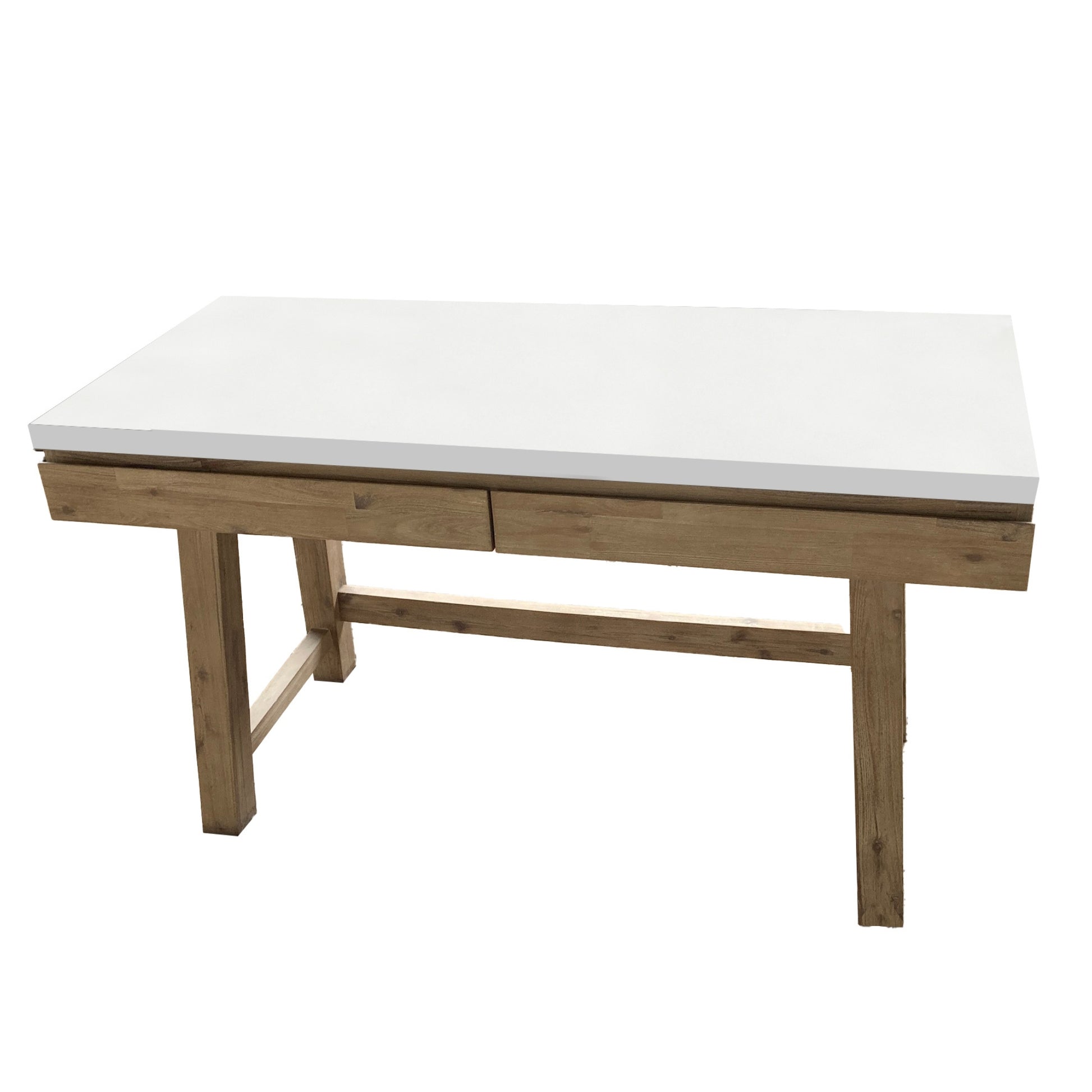 Stony 140cm Computer Writing Desk with Concrete Top - White