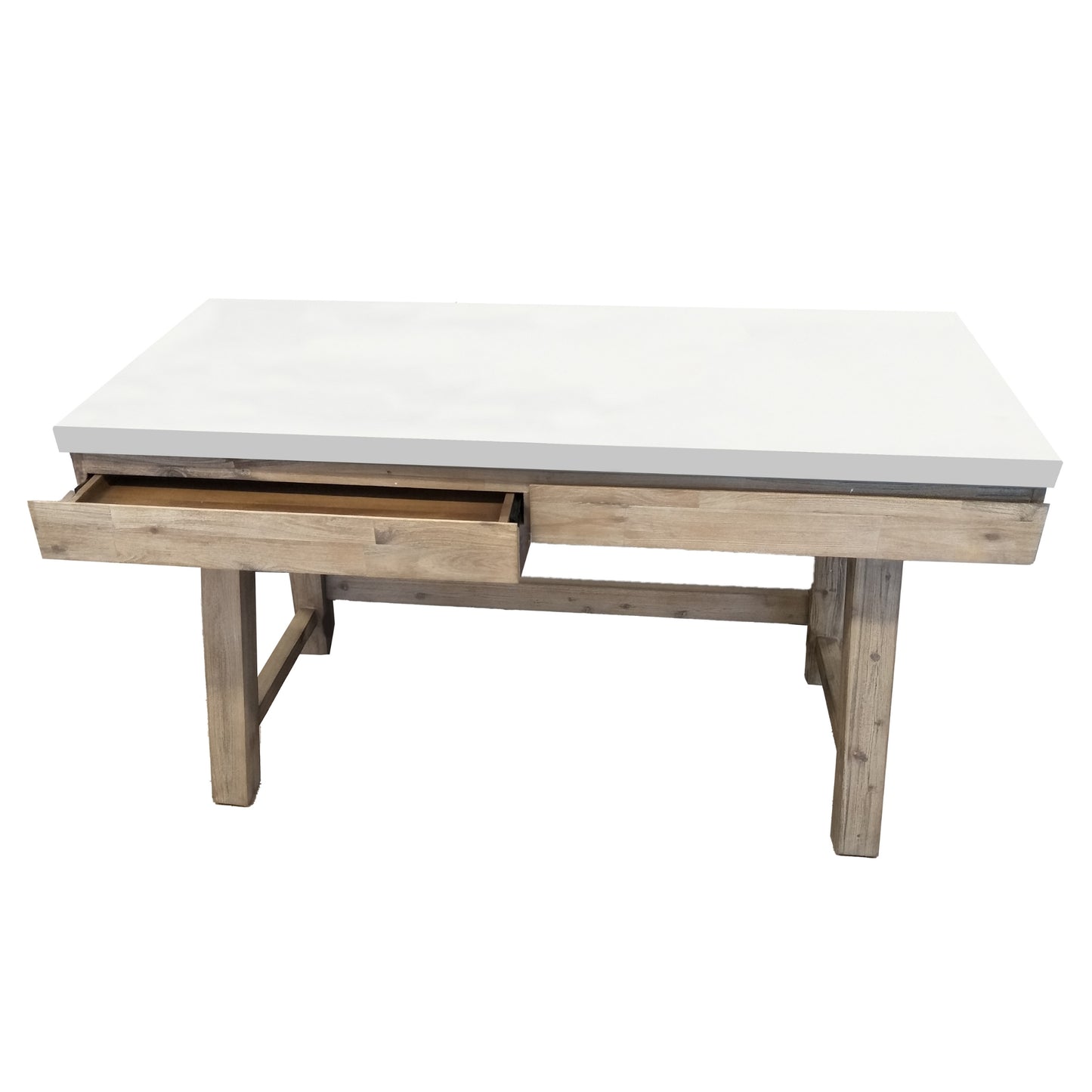 Stony 140cm Computer Writing Desk with Concrete Top - White