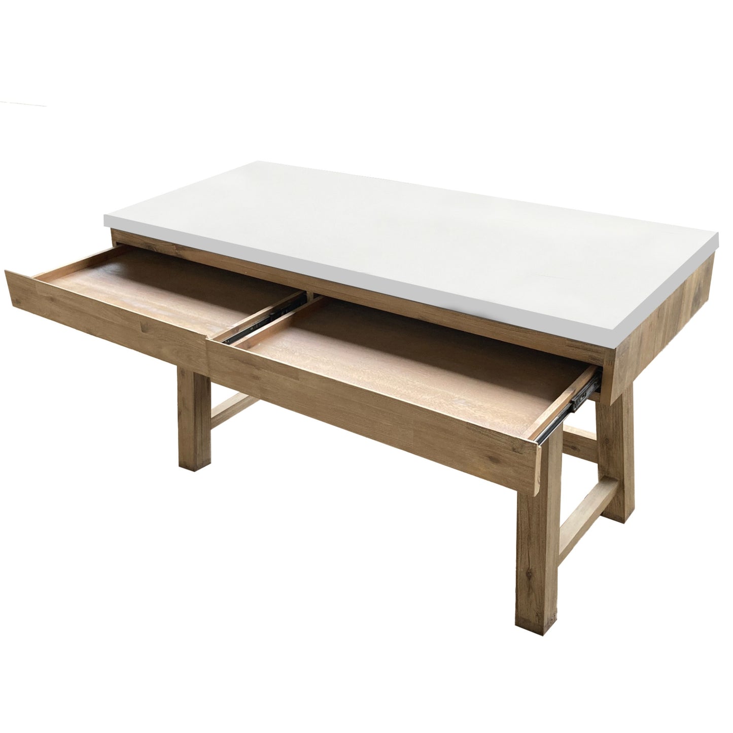 Stony 140cm Computer Writing Desk with Concrete Top - White