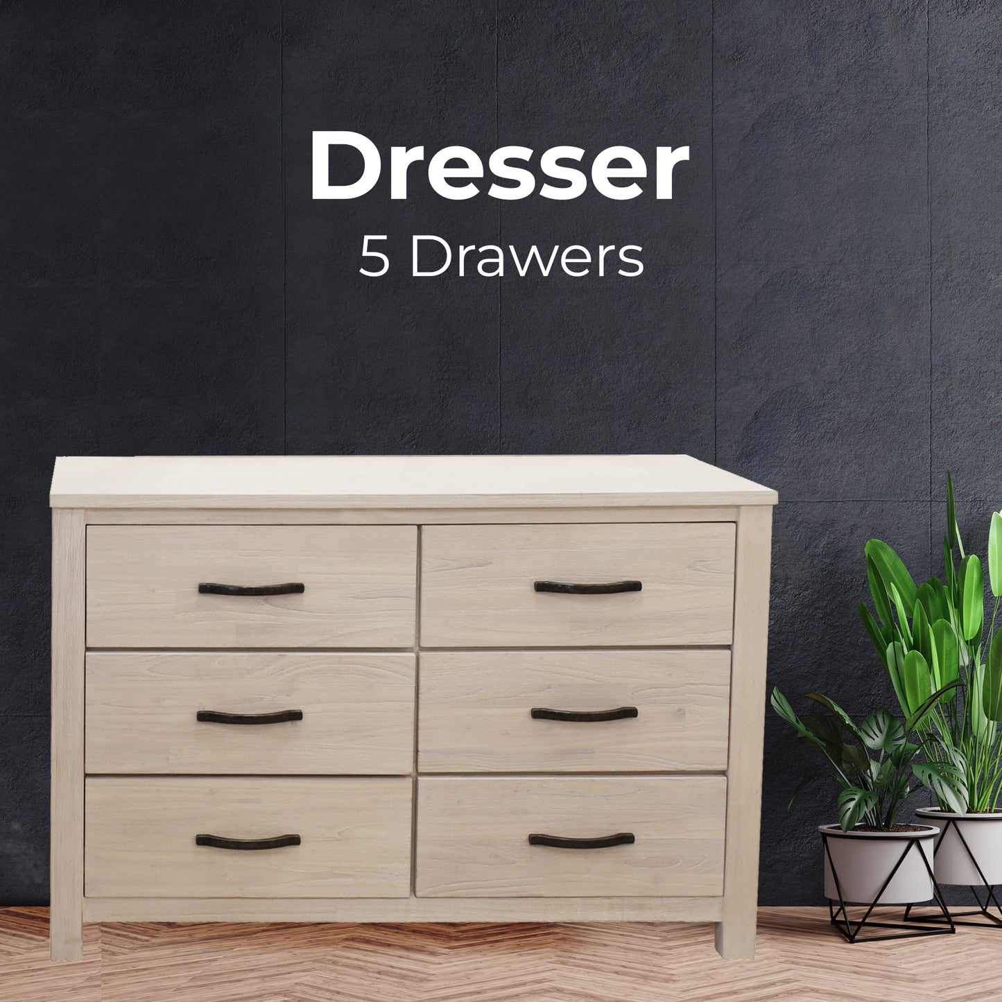 Dresser 6 Chest of Drawers Solid Wood Tallboy Storage Cabinet - White