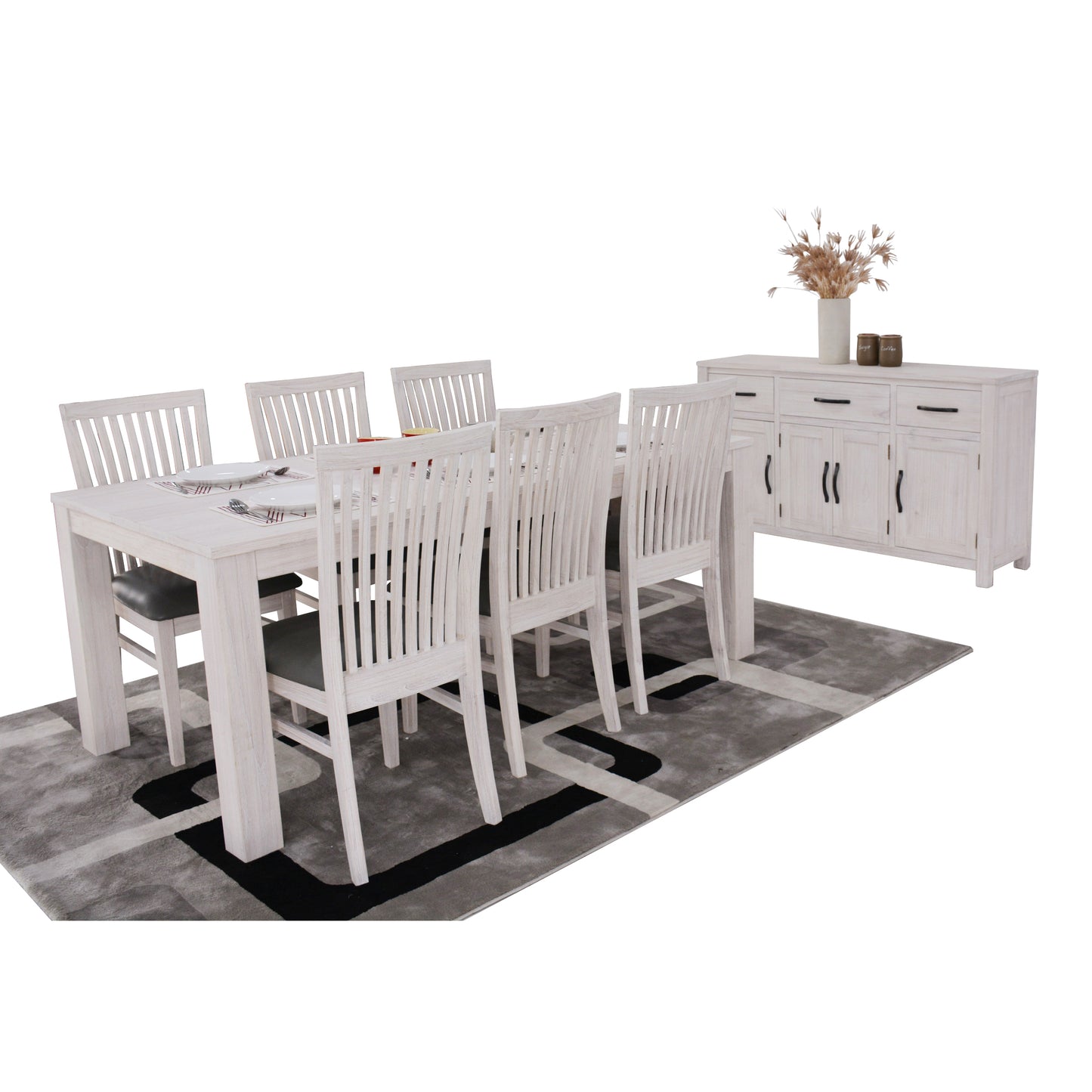 Dining Table 225cm Solid Mt Ash Wood Home Dinner Furniture - White