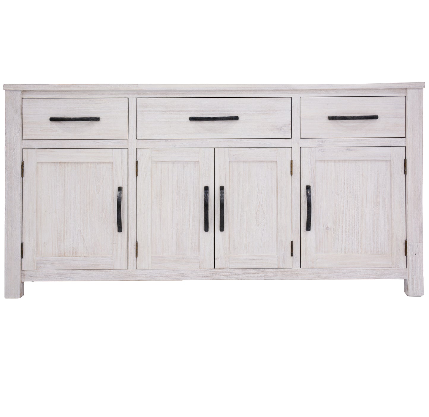 Foxglove Buffet Table 158cm 4 Door 3 Drawer Solid Mt Ash Timber Wood - White