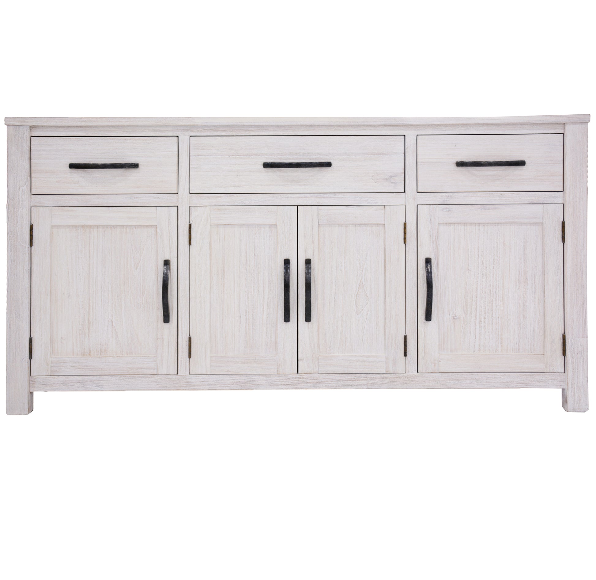 Foxglove Buffet Table 158cm 4 Door 3 Drawer Solid Mt Ash Timber Wood - White