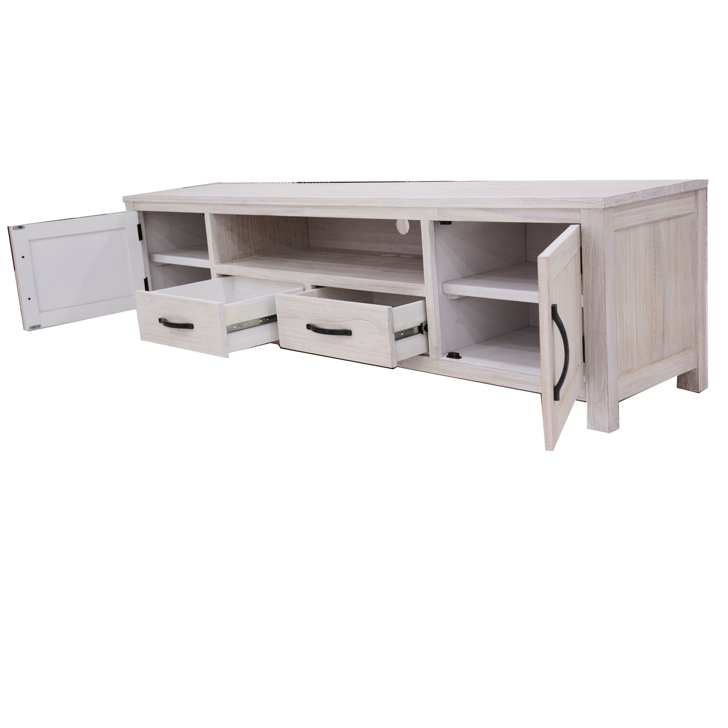 Entertainment TV Unit 216cm 2 Drawer 2 Door Mt Ash Wood - White