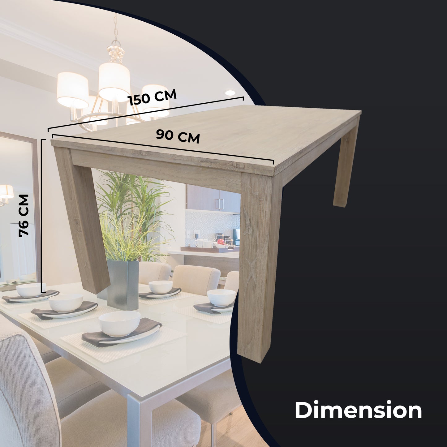 Dining Table 150cm Solid Mt Ash Wood Home Dinner Furniture - White