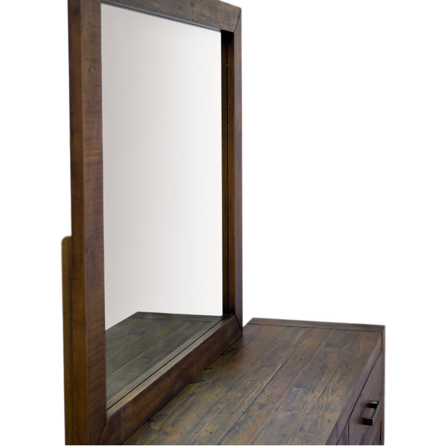 Dresser Mirror Vanity Dressing Table Solid Pine Wood Frame - Grey Stone