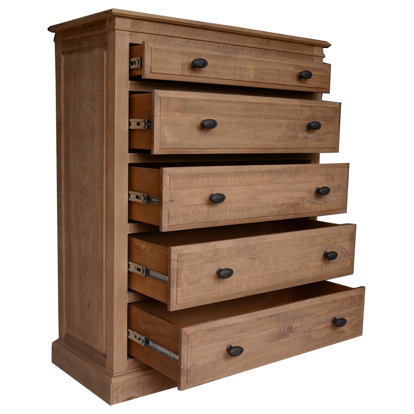 Jade Tallboy 5 Chest of Drawers Bed Storage Cabinet Stand - Natural