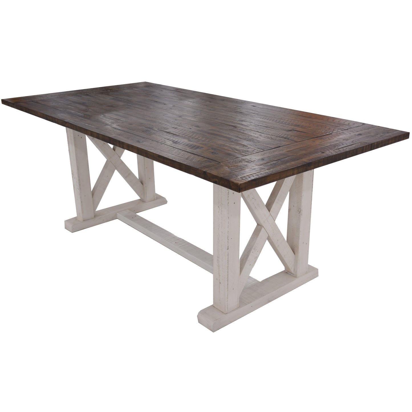 Dining Table 240cm Solid Acacia Timber Wood Hampton Furniture Brown White