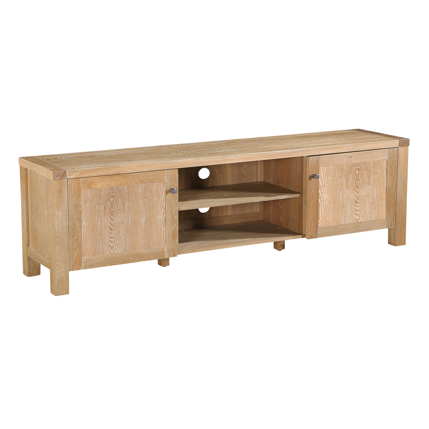 Woodland 180cm Entertainment TV Unit Timber Wood 2 Door Natural