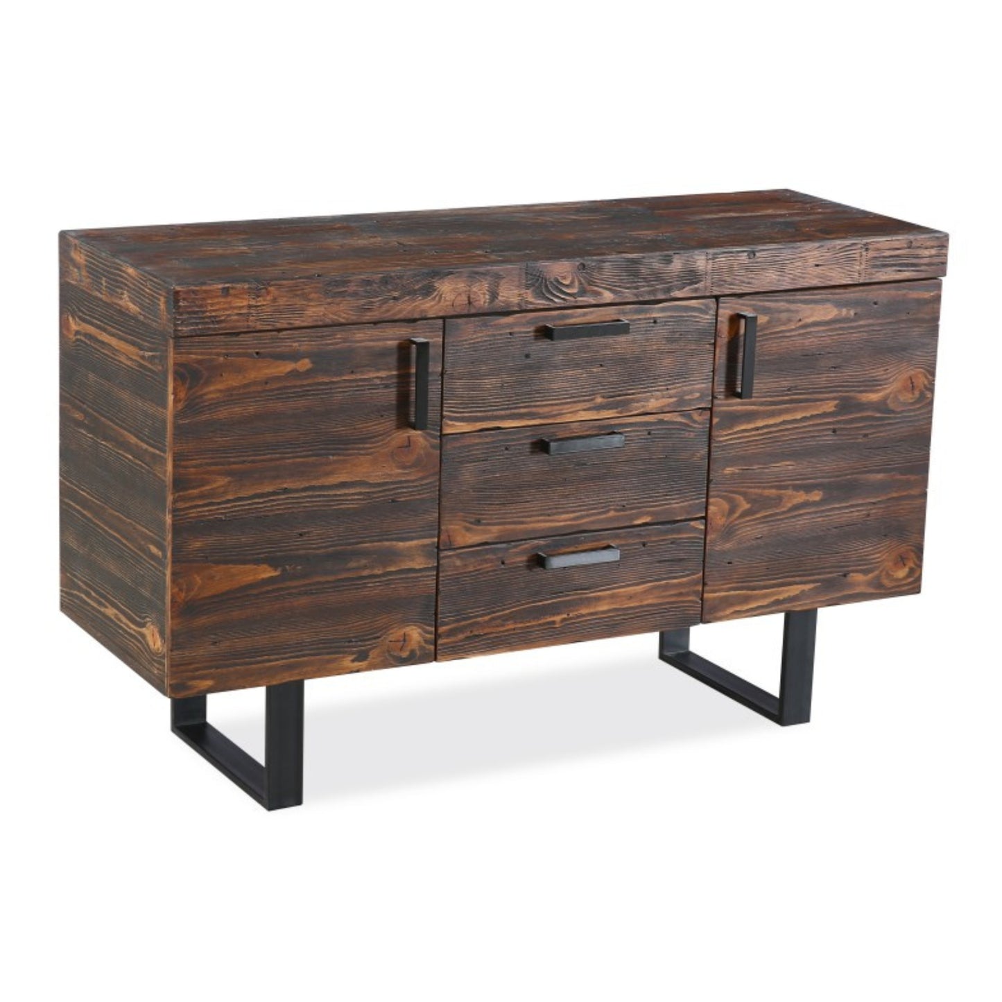 Rustica 150cm Buffet Table Cabinet Solid Pine Wood 3 Drawer 2 Door - Black