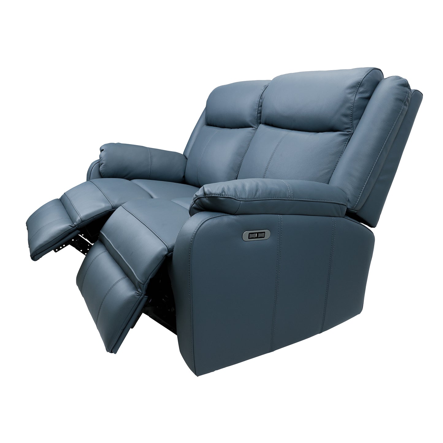 Bella 3+2+1 Seater Electric Recliner Leather Upholstered Lounge - Blue