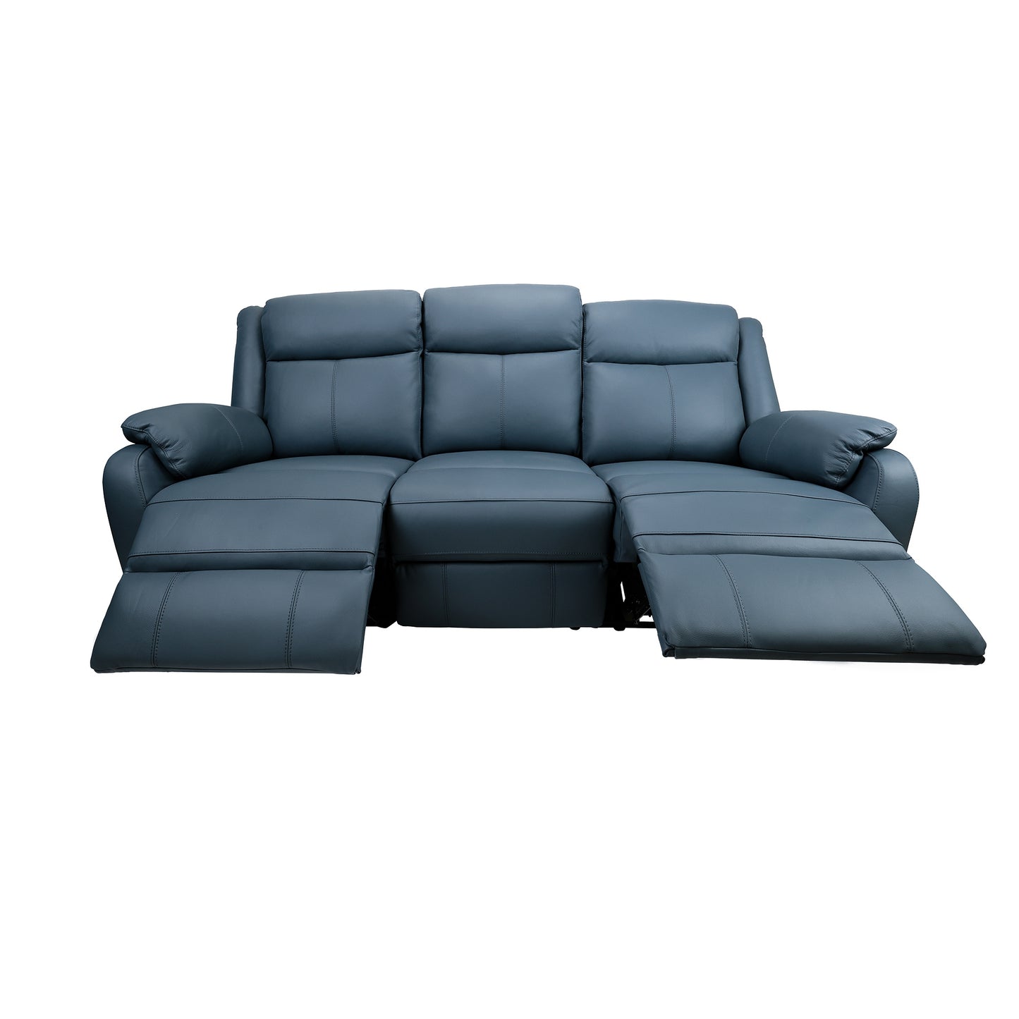 Bella 3 Seater Electric Recliner Leather Upholstered Lounge - Blue