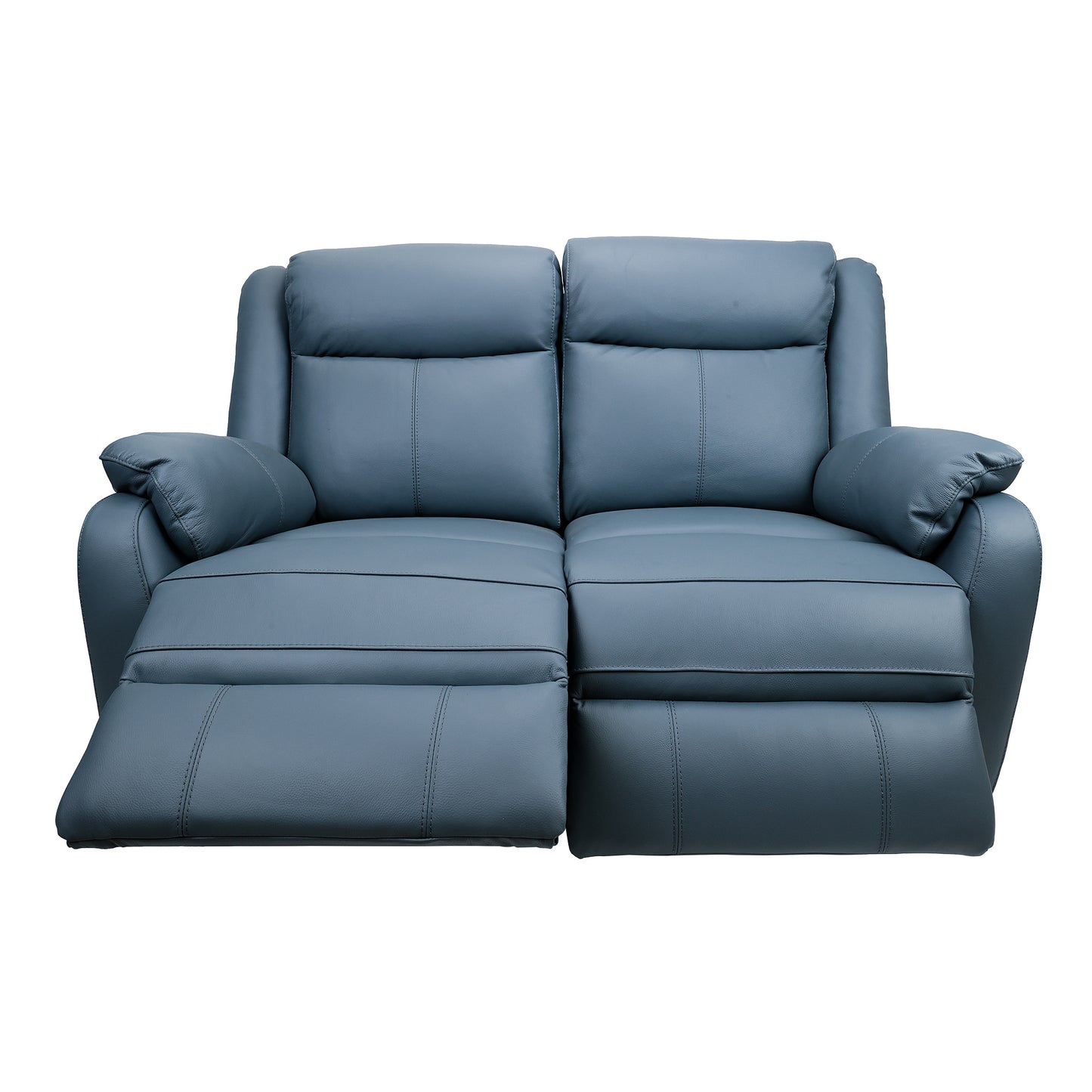 Bella 2 Seater Electric Recliner Leather Upholstered Lounge - Blue