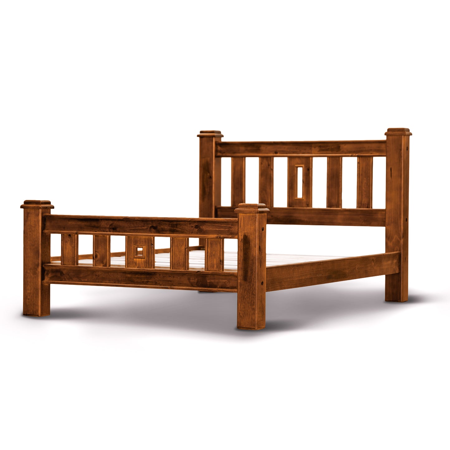 Bed Frame Queen Size Mattress Base Solid Pine Timber Wood - Dark Brown